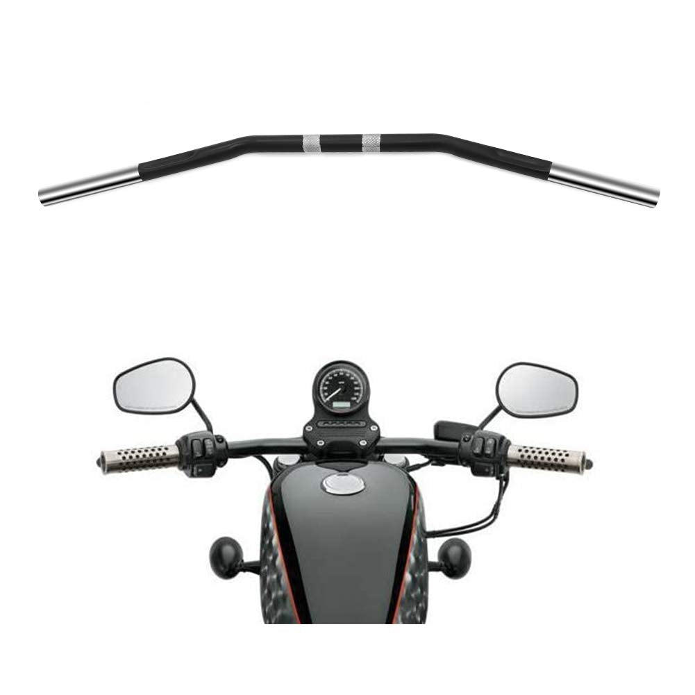 Alpha Rider drag bar matte black front view for an aggressive stance on the Harley Sportster