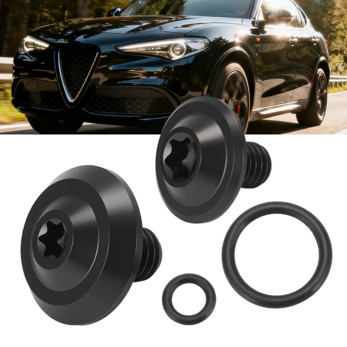 Alpha Rider titanium bleeder screw in black for Alfa Romeo Giulia/Stelvio 2.0T