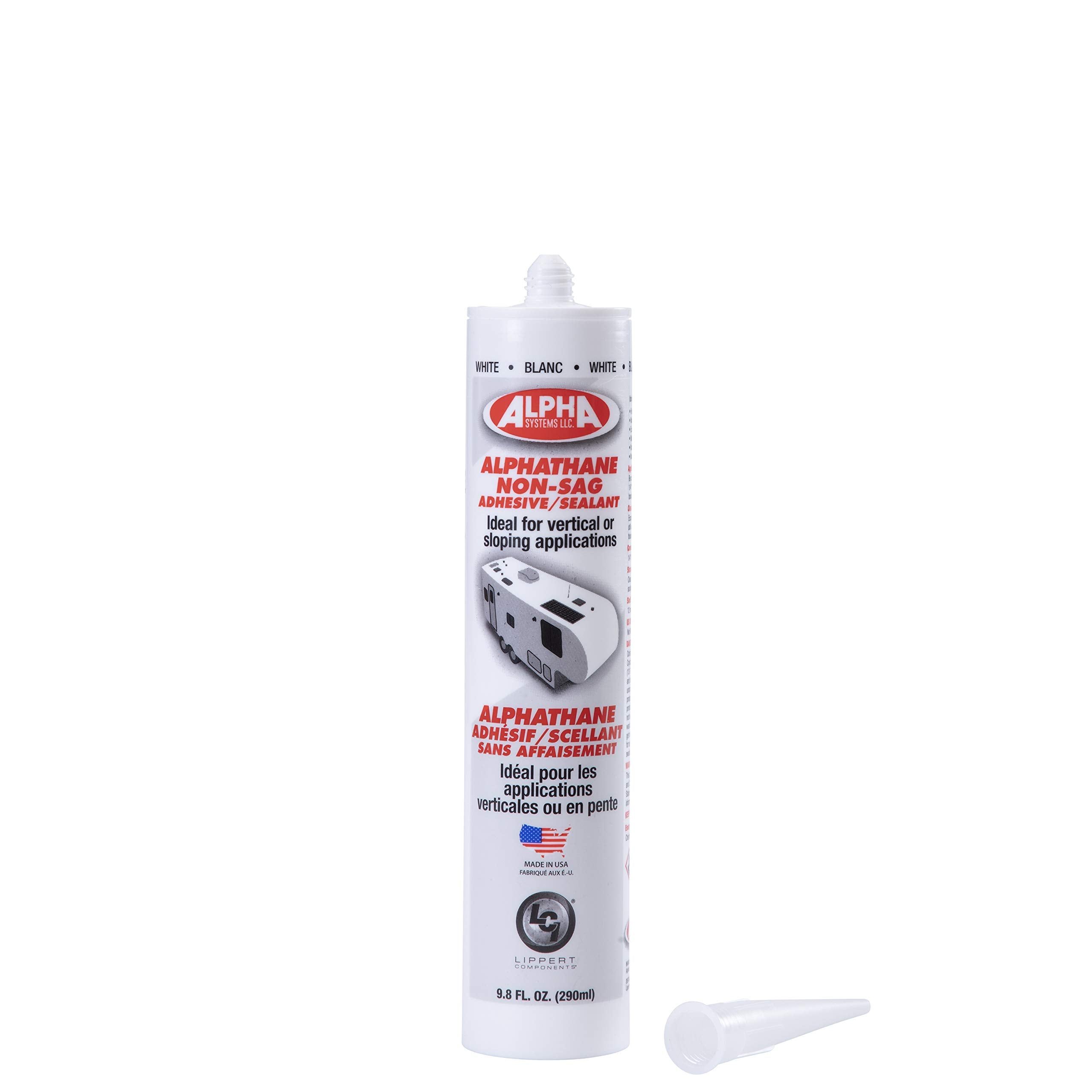 Alphathane sealant provides strong adhesion to wood, metal, and glass.
