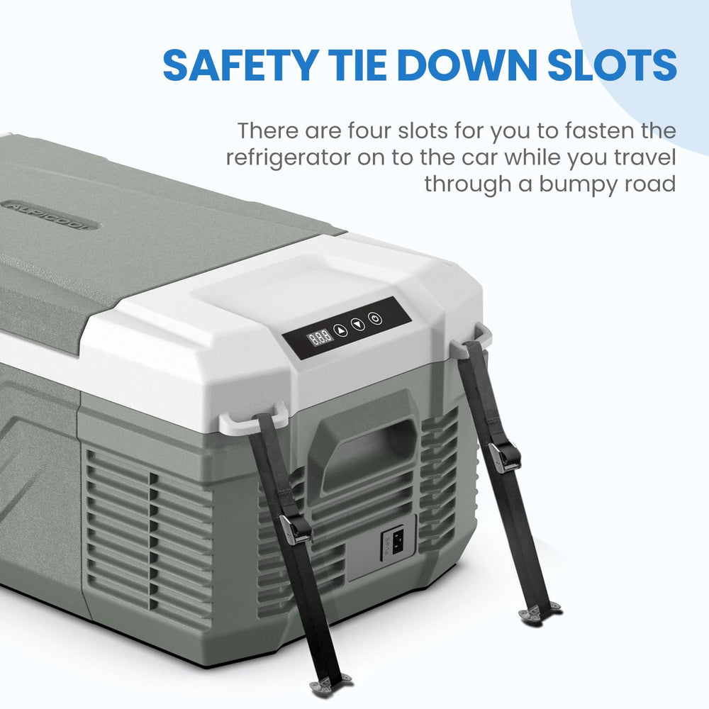 Alpicool 16 Qt compact design suited for road trips, RVs, and trucks.