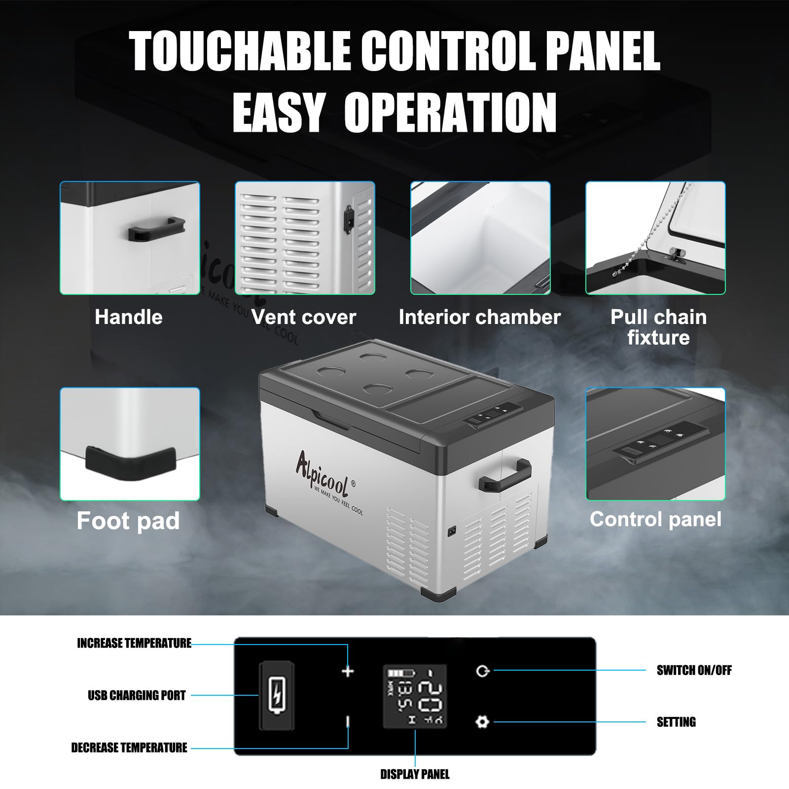 Alpicool C30 control panel demonstrates temperature memory and modes.