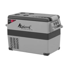 Alpicool CF45-LG front view; portable fridge for road trips and camps.