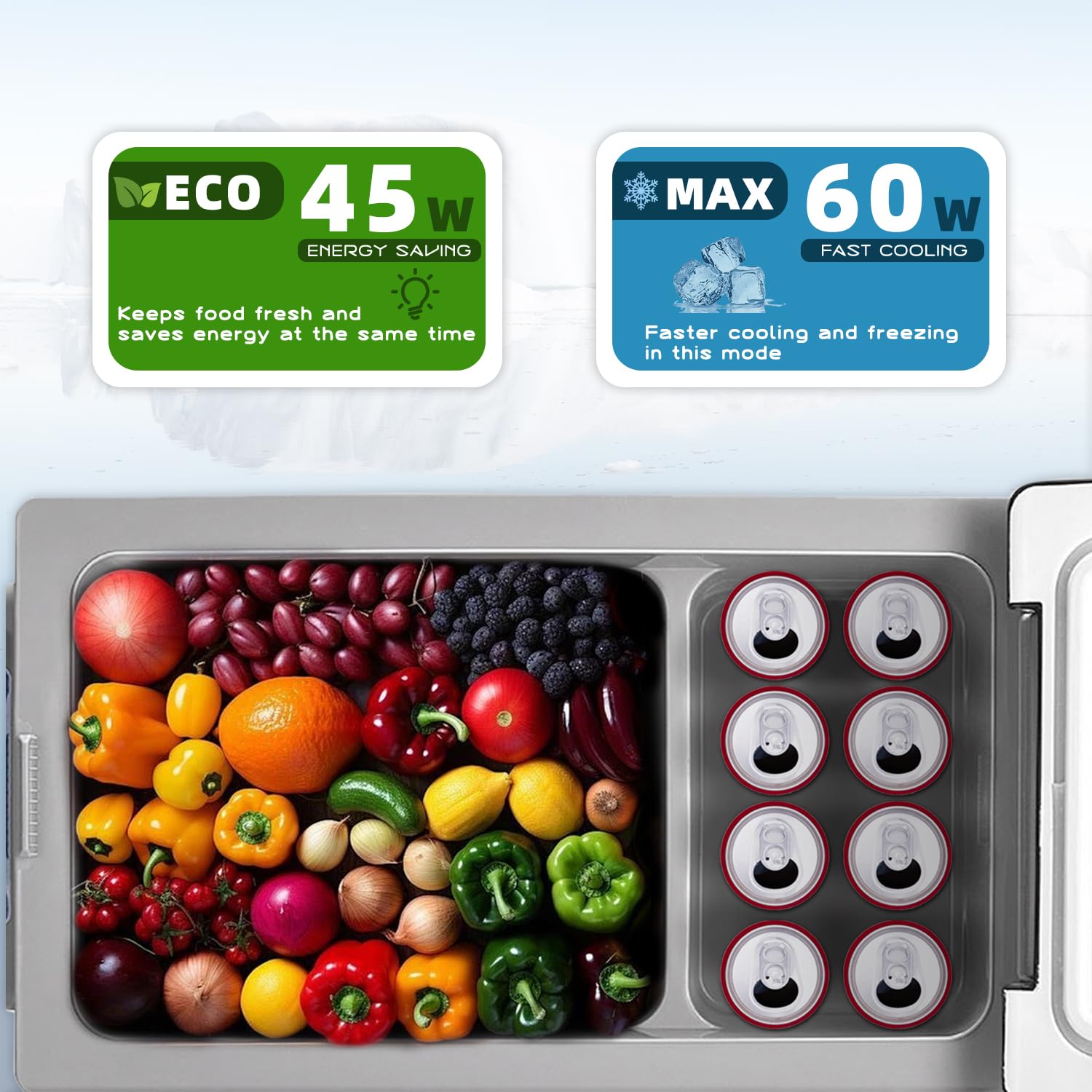Alpicool CF55 LCD display and LED light enable precise operation.