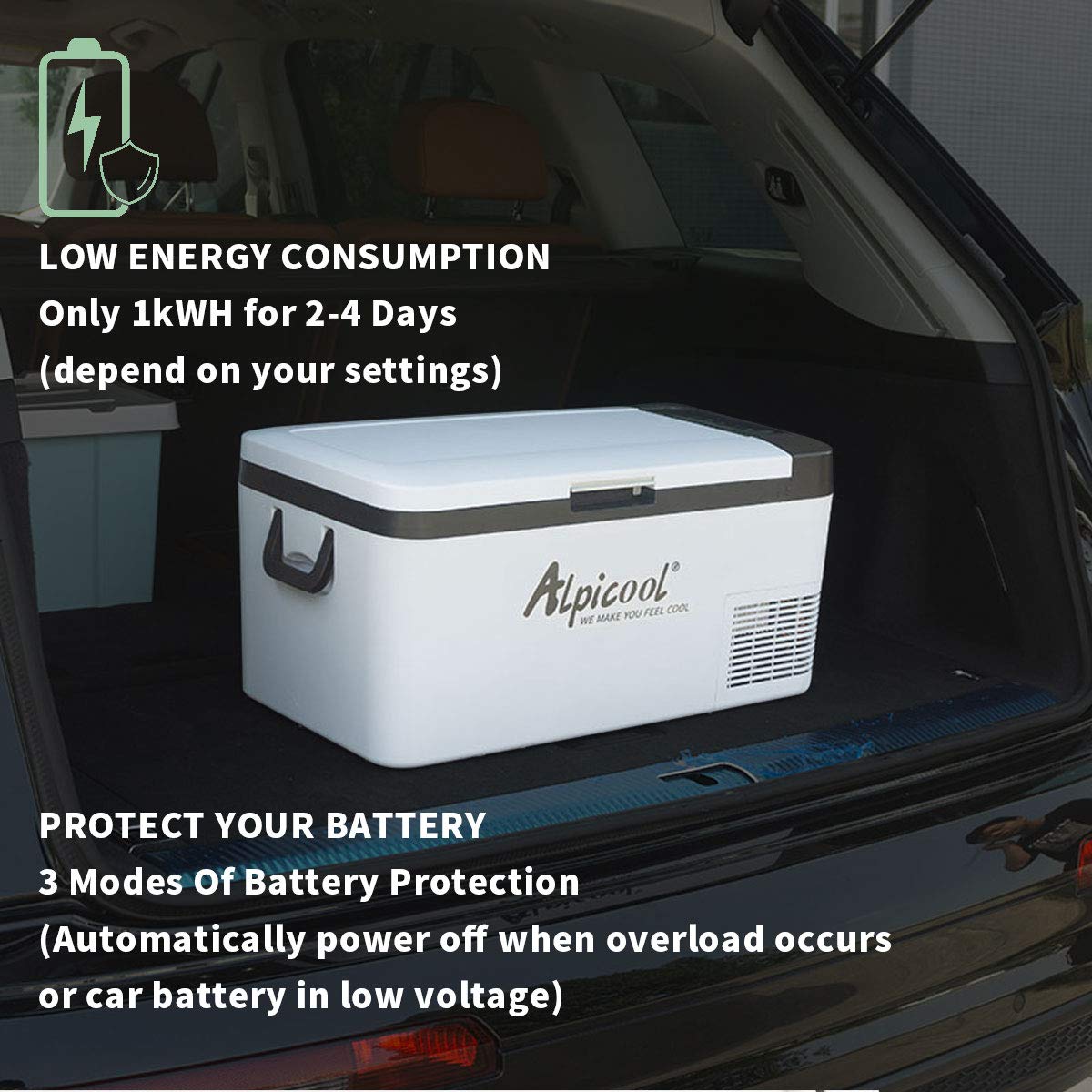 Alpicool K18 high-density insulation preserves cooling on journeys