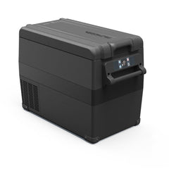 Alpicool NCF45 front view showing compact, travel-ready fridge.