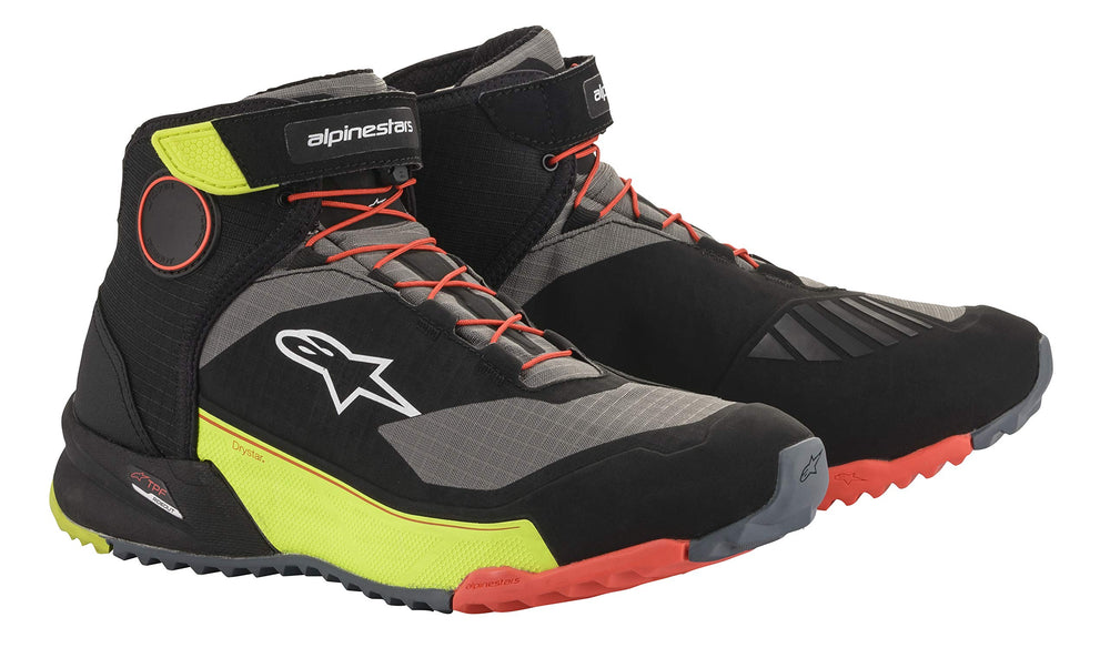 Alpinestars CR-X Drystar riding shoes show waterproof, breathable protection for all-weather riding.