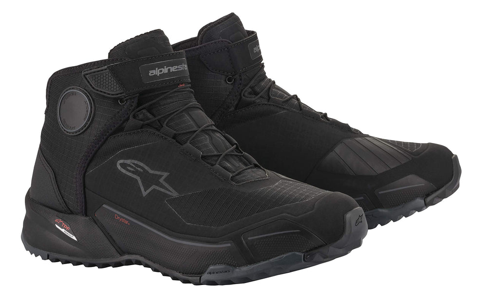 Alpinestars CR-X Drystar riding shoes show waterproof protection for daily motorcycle commuting