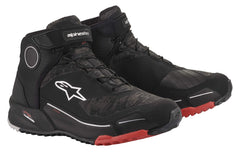 Alpinestars CR-X Drystar shoe, front view, waterproof motorcycle footwear for all-weather riding.