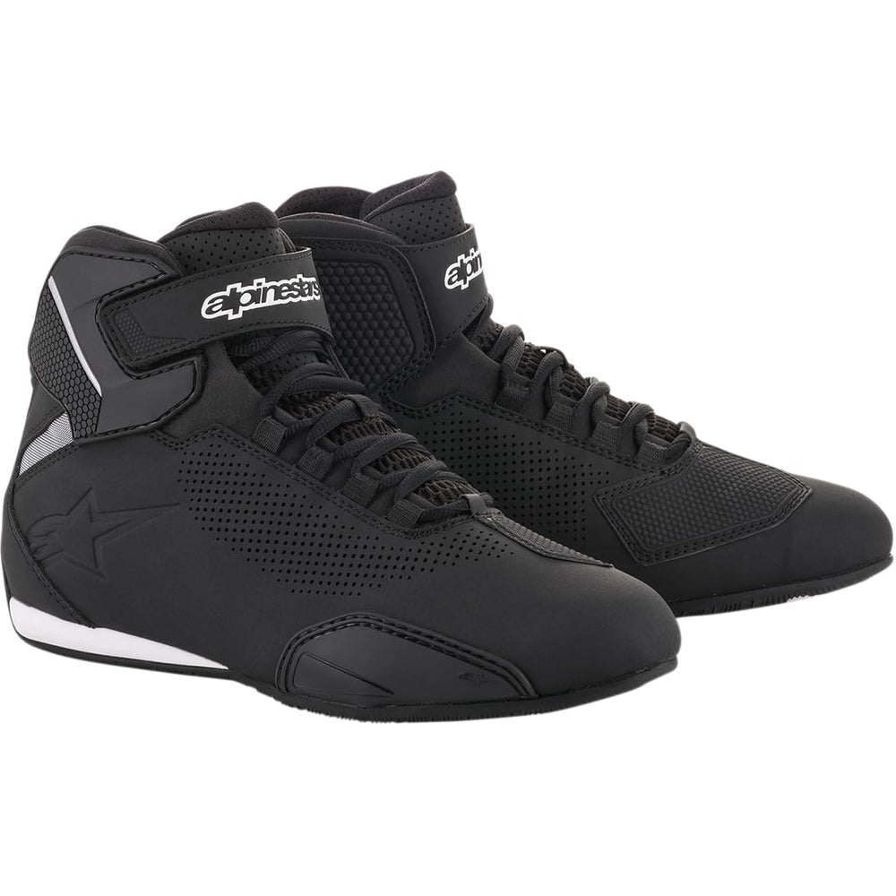 Alpinestars Sektor vented shoes, black side view, breathable microfiber for riding comfort
