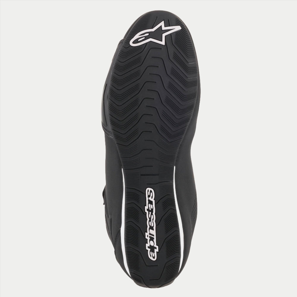 Alpinestars Sektor vented shoes, rear view showing streamlined silhouette and closure