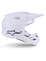 Alpinestars SM3 Solid Helmet front view in glossy white for motocross protection