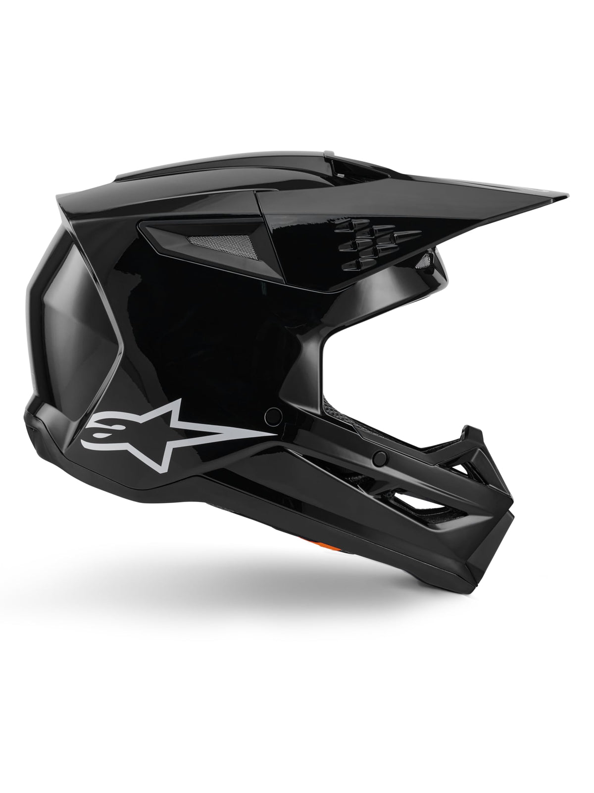 Alpinestars SM3 Solid Helmet front view with black glossy finish for motocross protection.