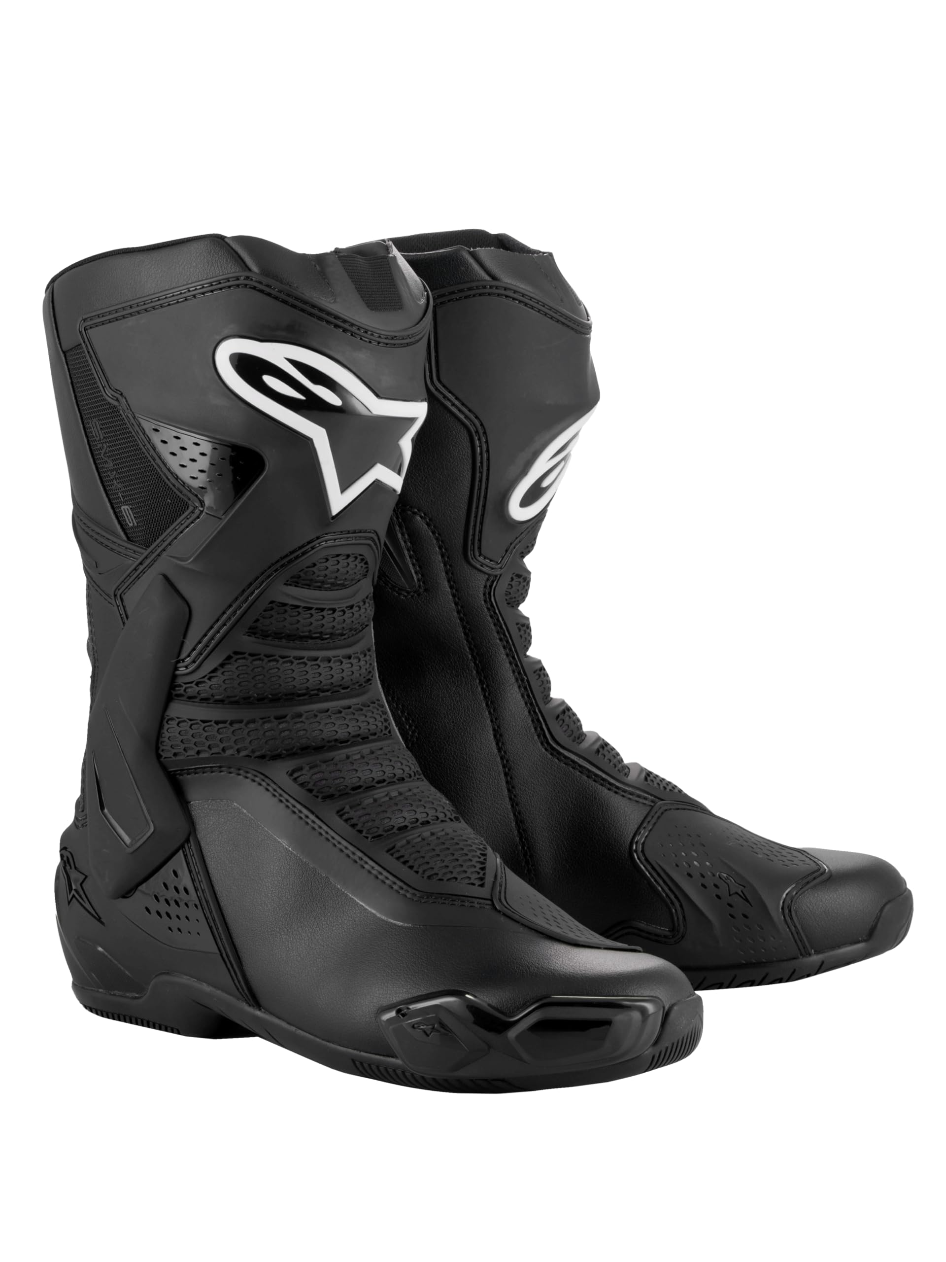 Alpinestars SMX-6 V3 boot front view showing protective ankle brace and microfiber panel