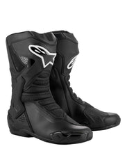 Alpinestars SMX-6 V3 boots on a sport bike, highlighting protection and lightweight feel.