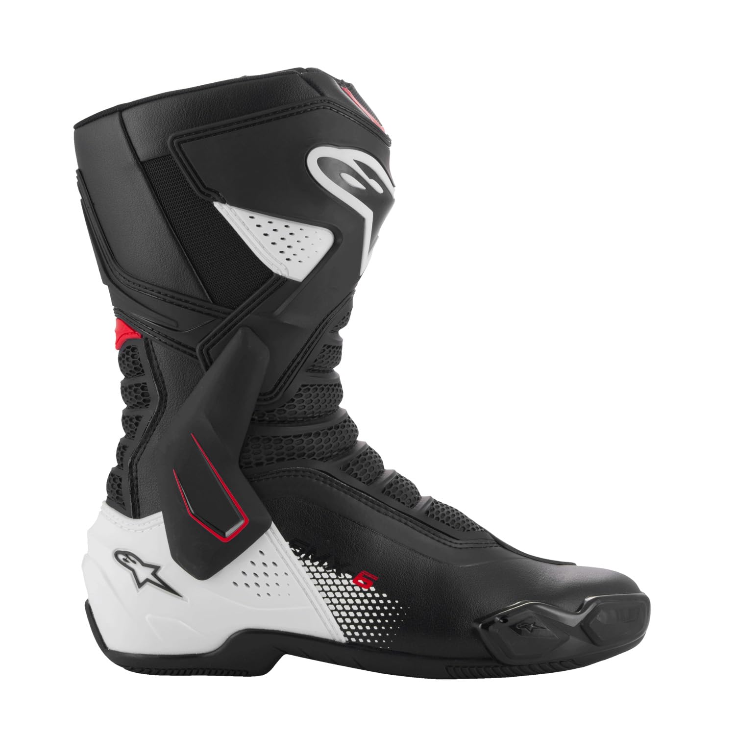 Alpinestars SMX-6 V3 boots—side view, emphasizes ankle brace protection and flexibility for aggressive riding.