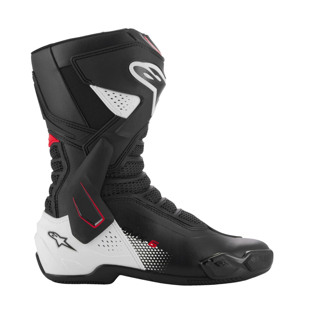 Alpinestars SMX-6 V3 boots, ankle brace detail, enhanced support during aggressive cornering.