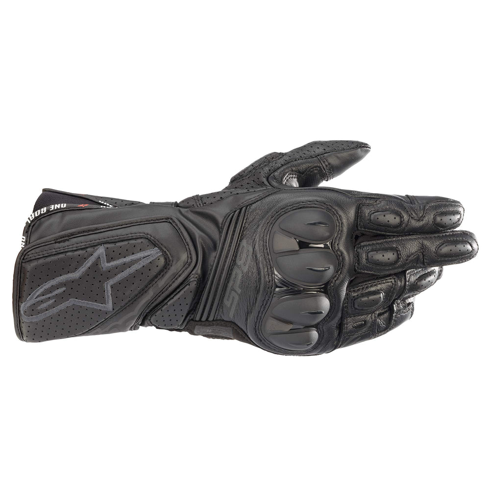 Alpinestars SP-8 V3 gloves with knuckle protection and full gauntlet leather for track-ready protection.