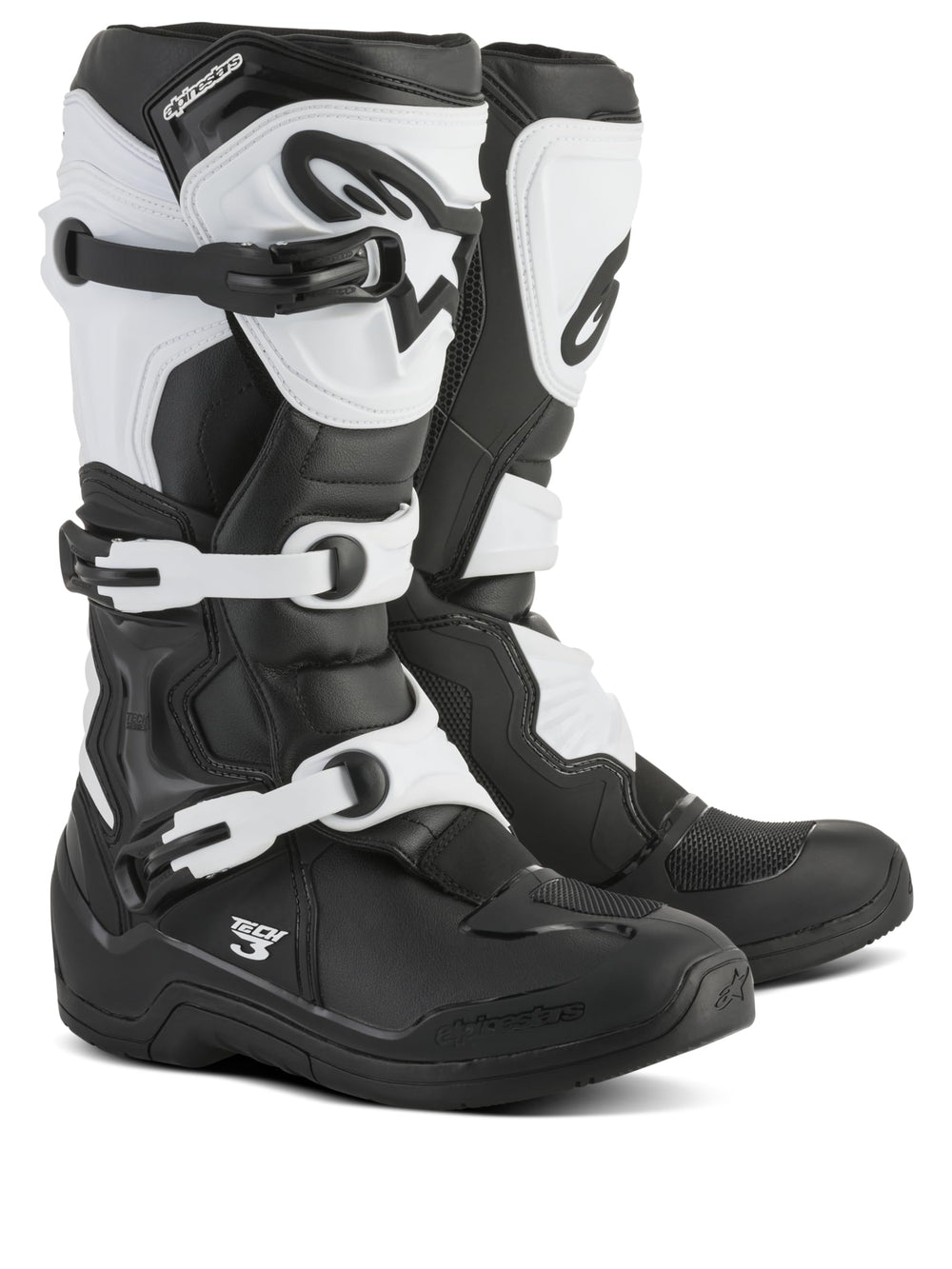 Alpinestars Tech 3 motocross boot front view showing rugged protection and light feel for off-road riding