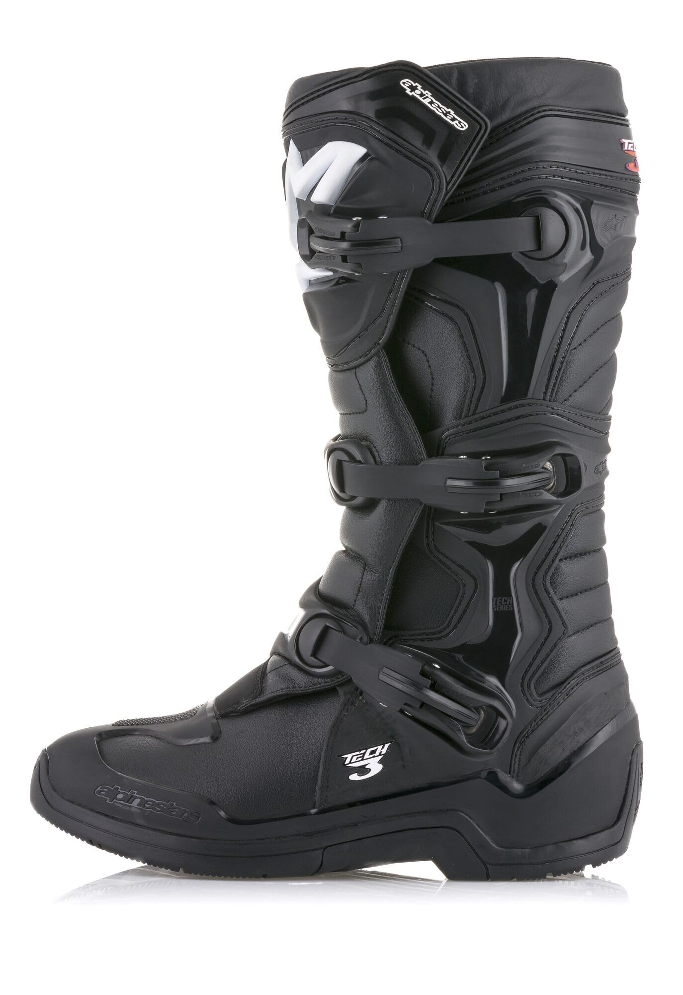Alpinestars Tech 3 side view showing contoured sole for secure peg control