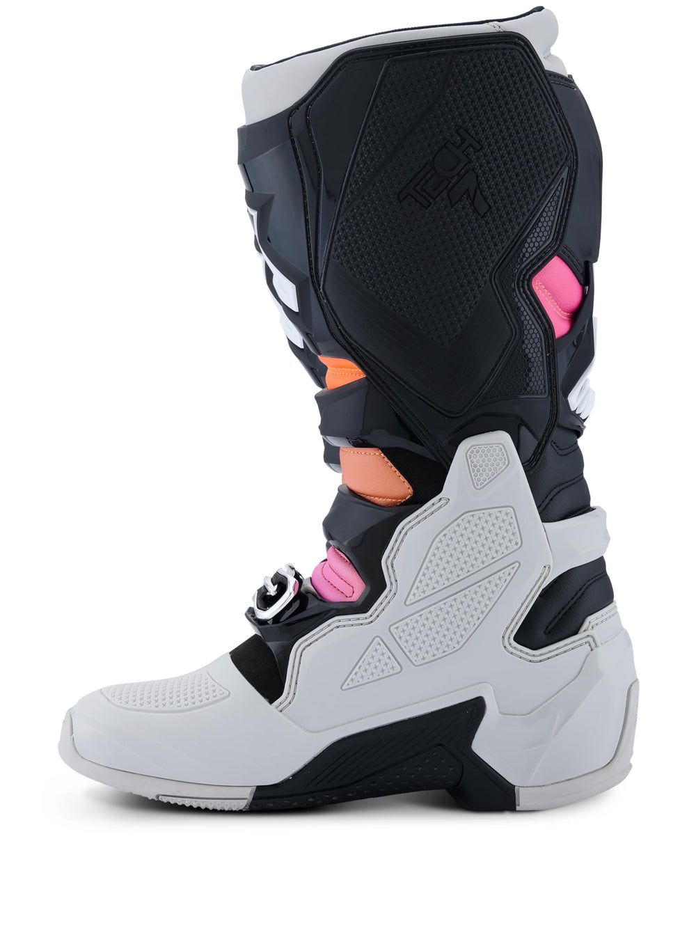 Alpinestars Tech 7 boots front view highlighting dual pivot system for control.