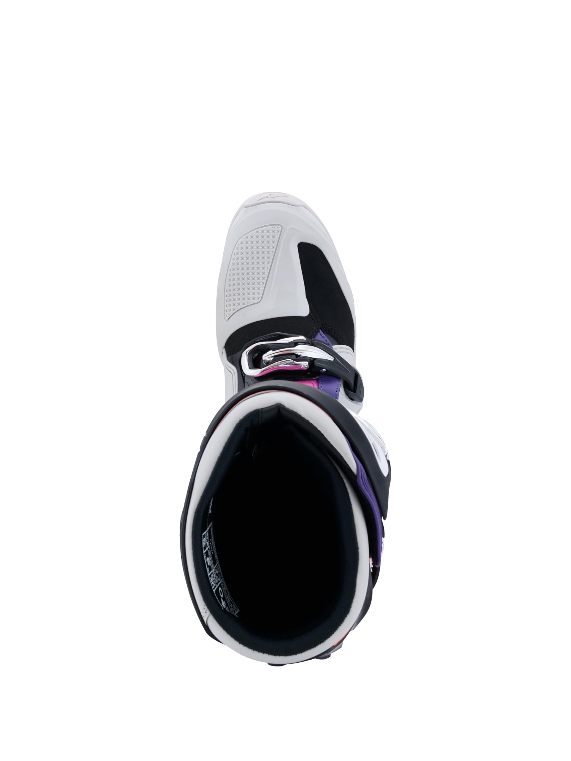Alpinestars Tech 7 boots toe guard offering abrasion resistance on harsh terrain.