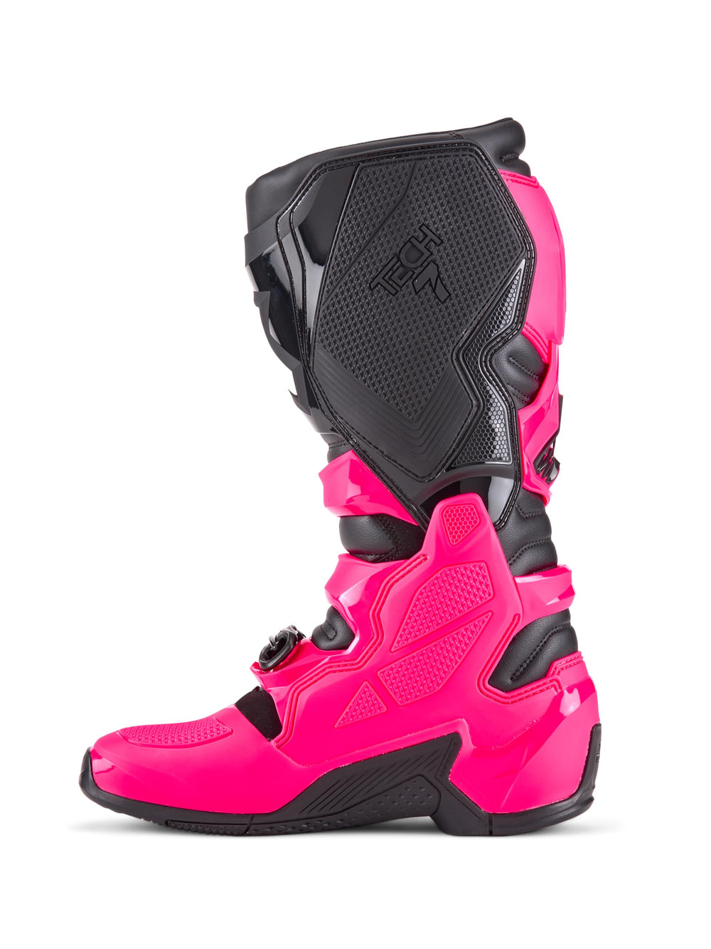 Alpinestars Tech 7 shifter-area close-up emphasizing TPU shell and shift control.