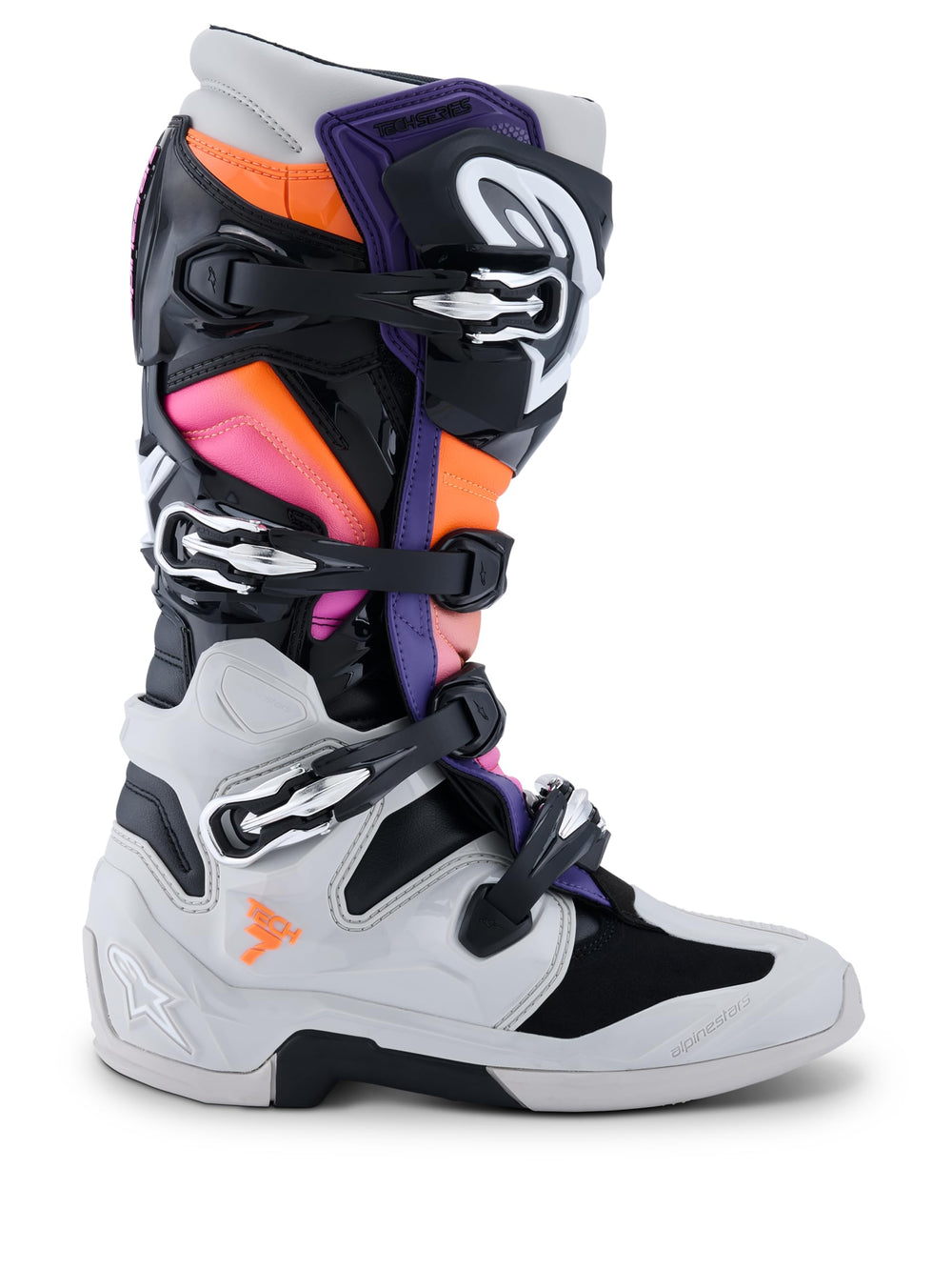 Alpinestars Tech 7 shifter-area TPU shell with reinforced shank for precise shifts.
