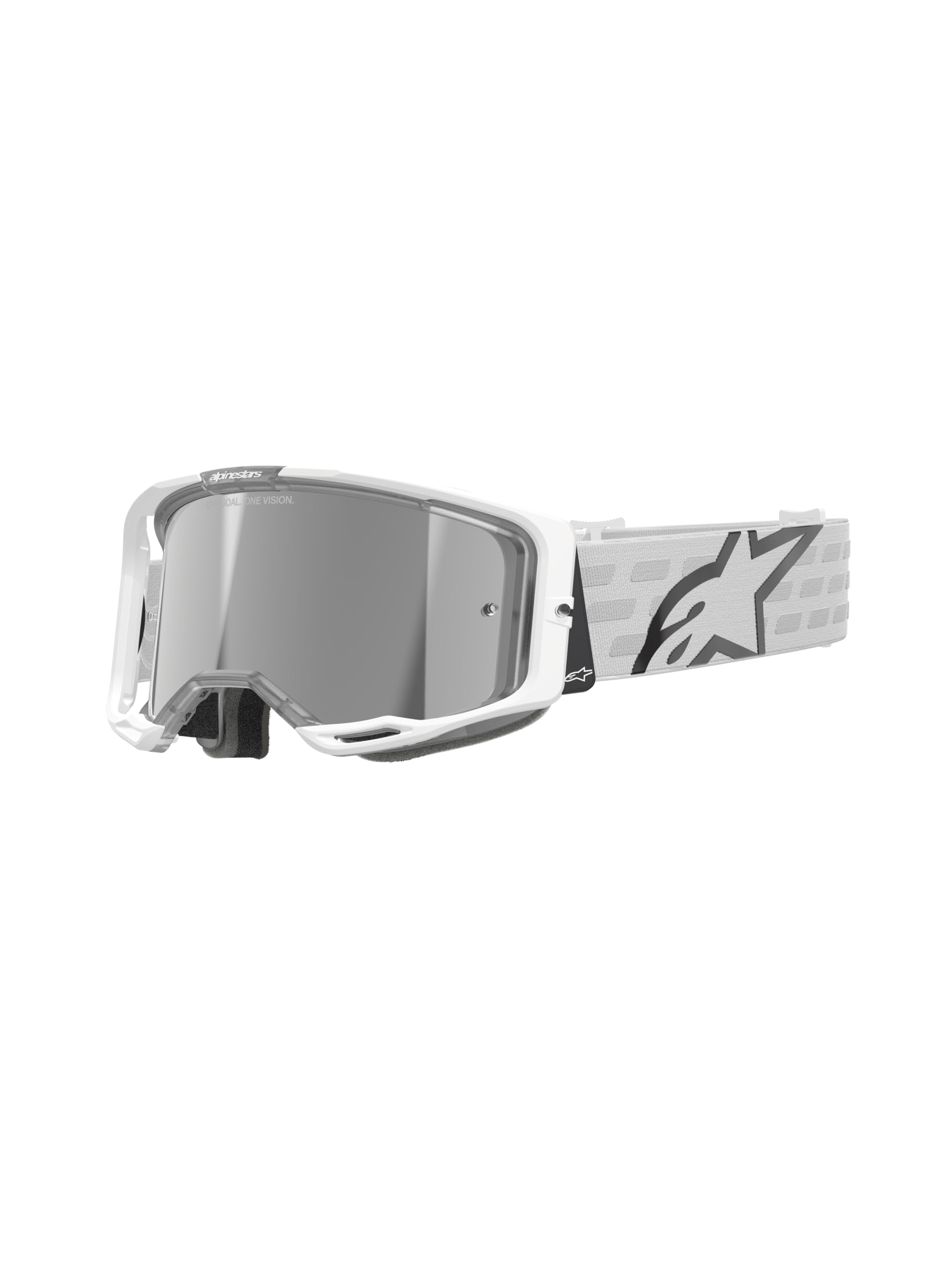 Alpinestars Vision 8 goggles with white frame and mirror lens for clear off-road vision