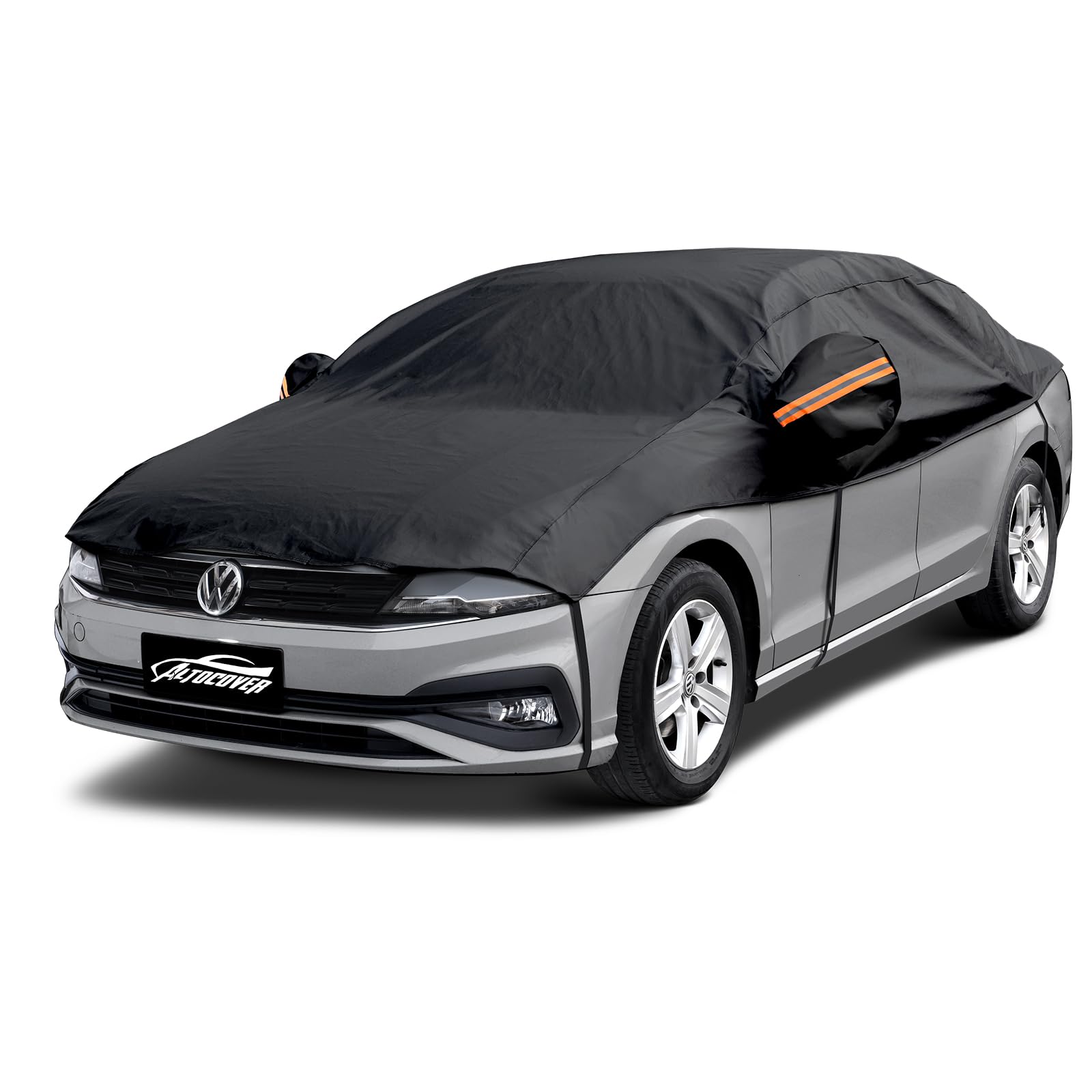 AltoCover half car cover for sedan M shields rain and dust.