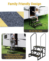 Altyostar RV steps compact storage for travel and stowaway convenience.