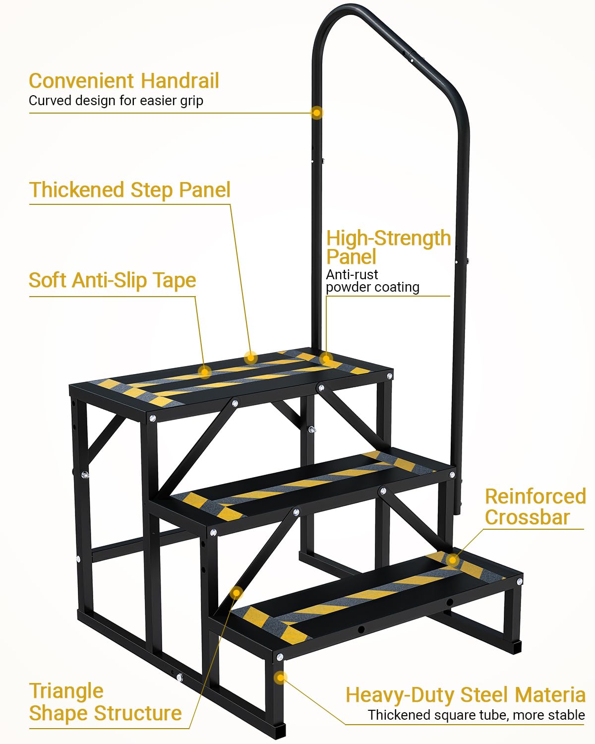 Altyostar RV steps handrail close-up, secure grip for entry.