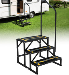 Altyostar RV steps with handrail side view, stable access.