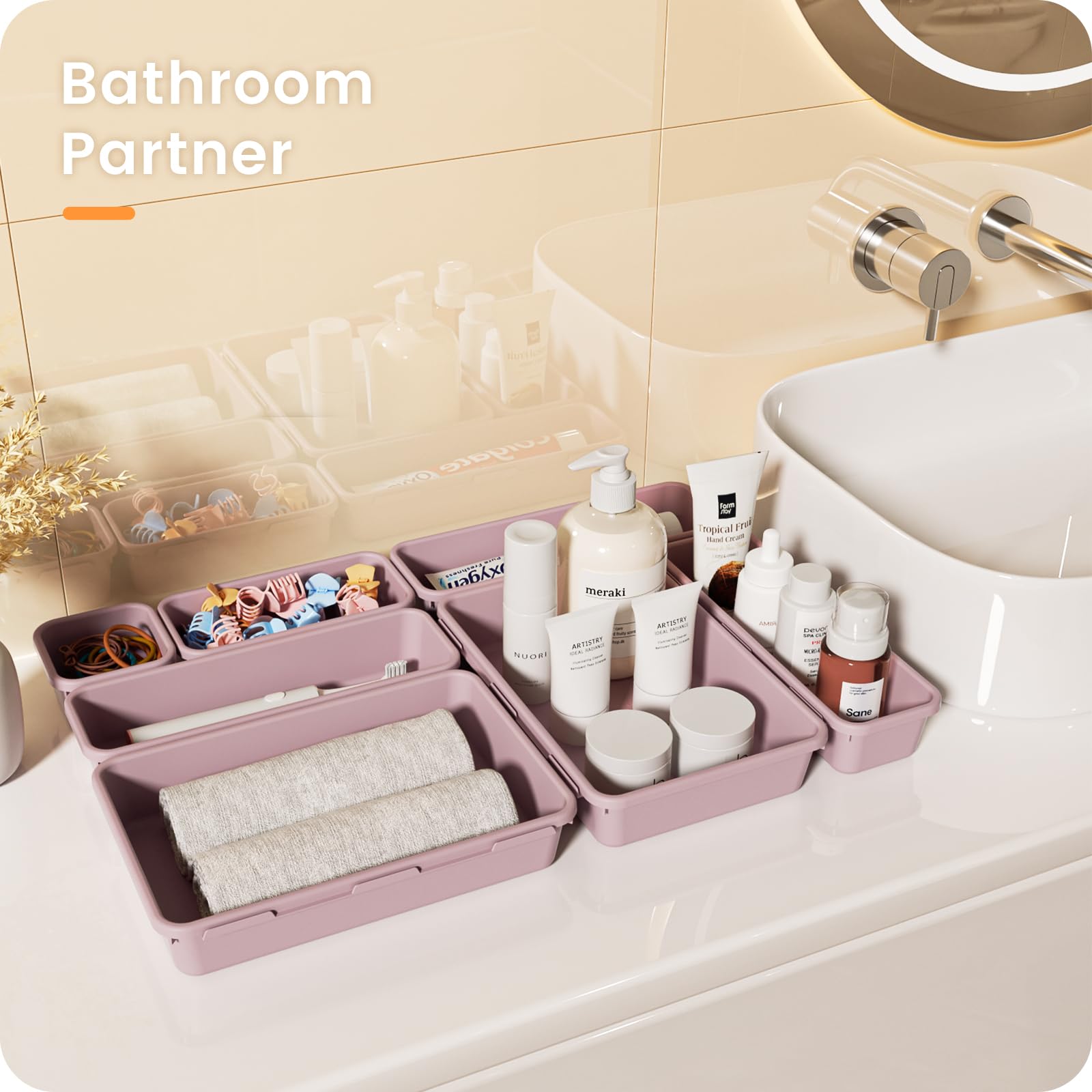A-LuGei 28-piece divider set, five sizes, versatile for any drawer.