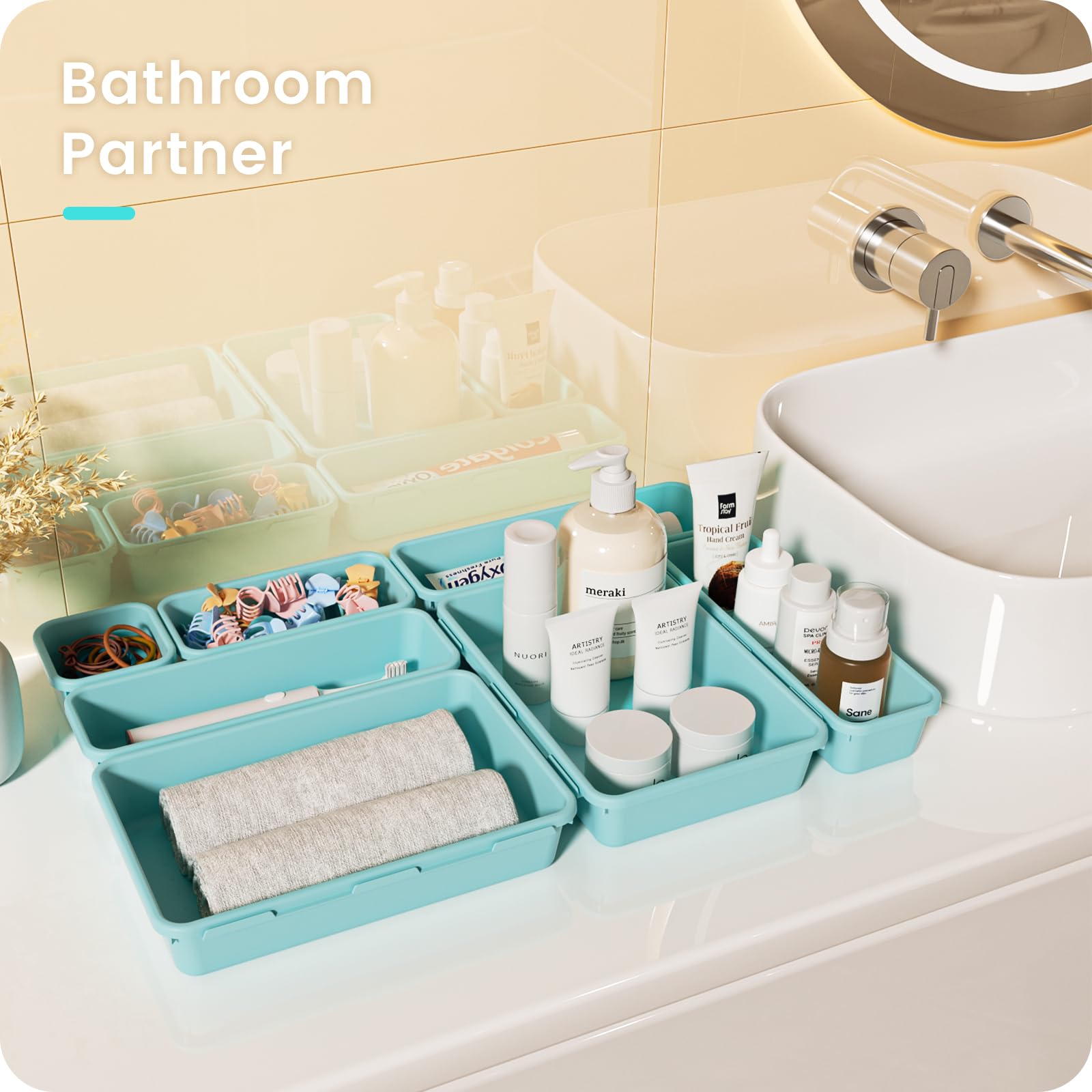 A-LuGei 28-piece drawer dividers separate utensils and office supplies efficiently.