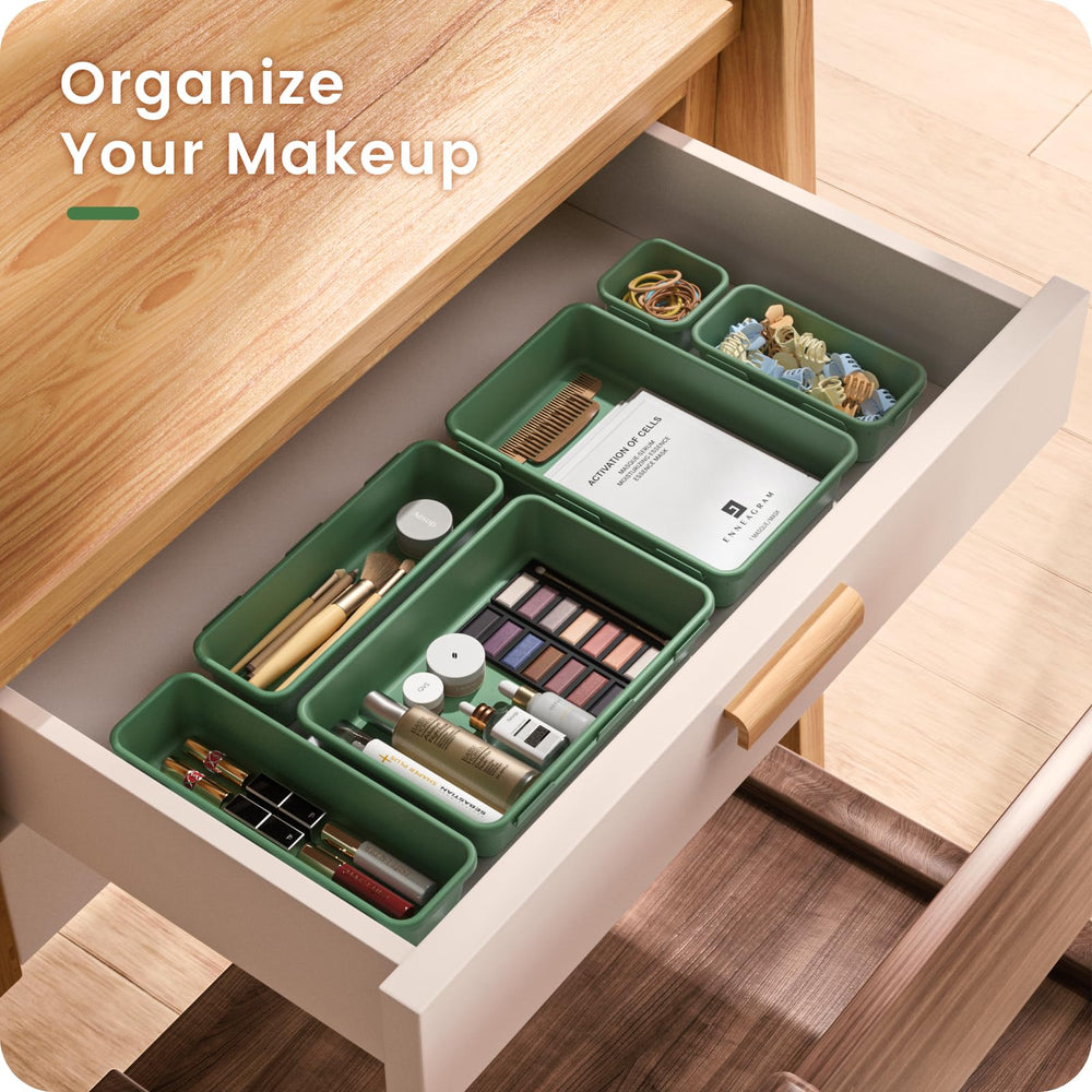 A-LuGei makeup organizer with lipstick compartments in a vanity drawer for easy access.