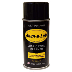 Alum-A-Lub penetrating oil for metal and vinyl surfaces; eases lubrication and rust removal.