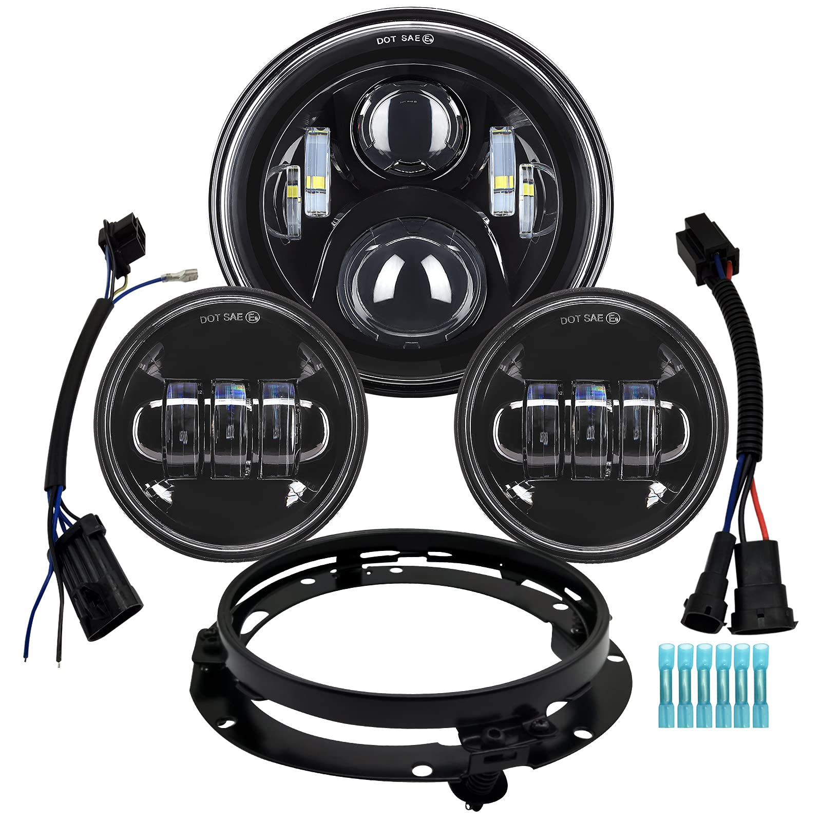 AlyoNed 7-inch LED headlight front view enhances night visibility with balanced brightness.