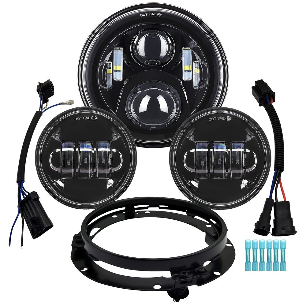 AlyoNed 7-inch LED headlight front view enhances night visibility with balanced brightness.