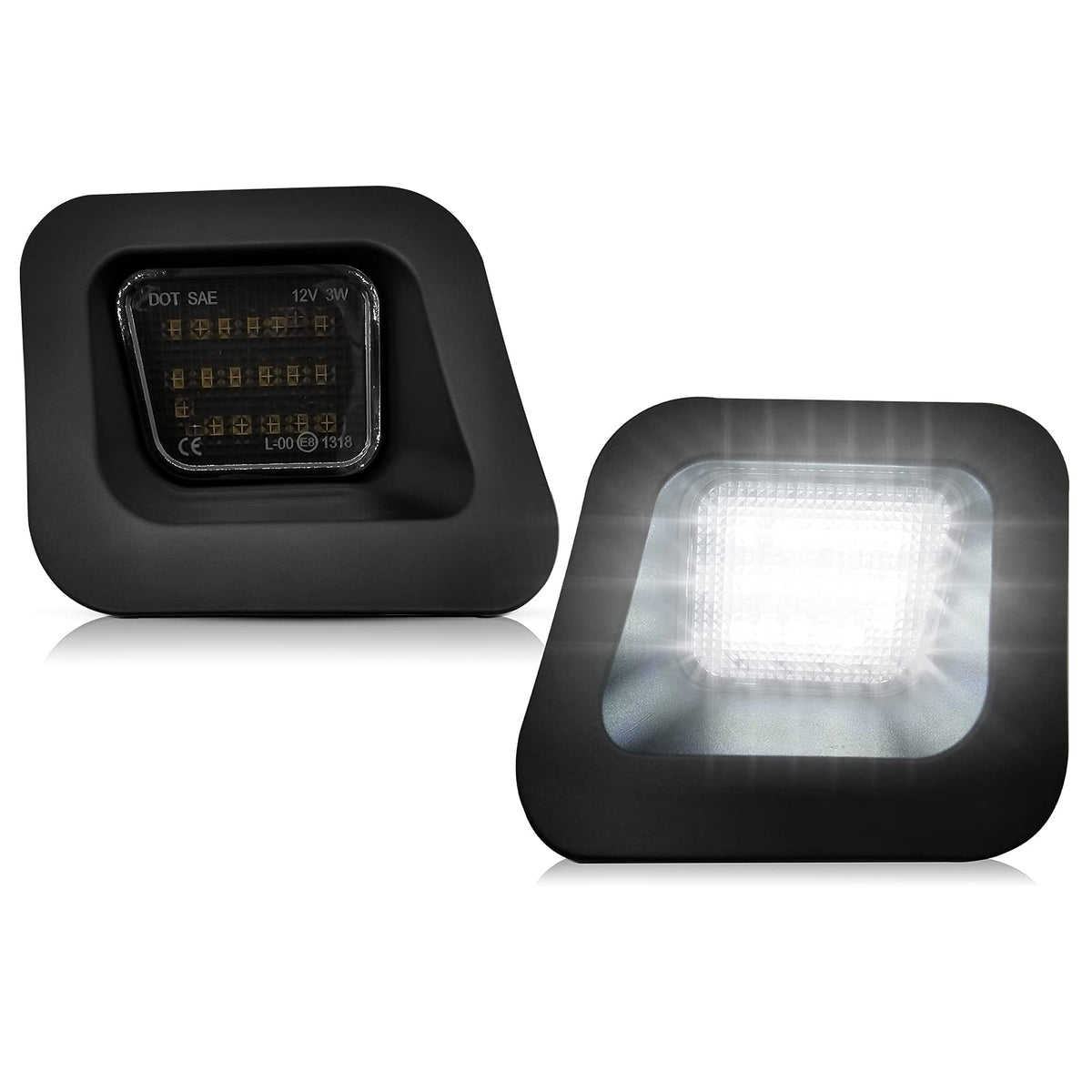 AlyoNed full LED license plate light with smoke lens enhances rear visibility on Dodge RAM 2002-2010.
