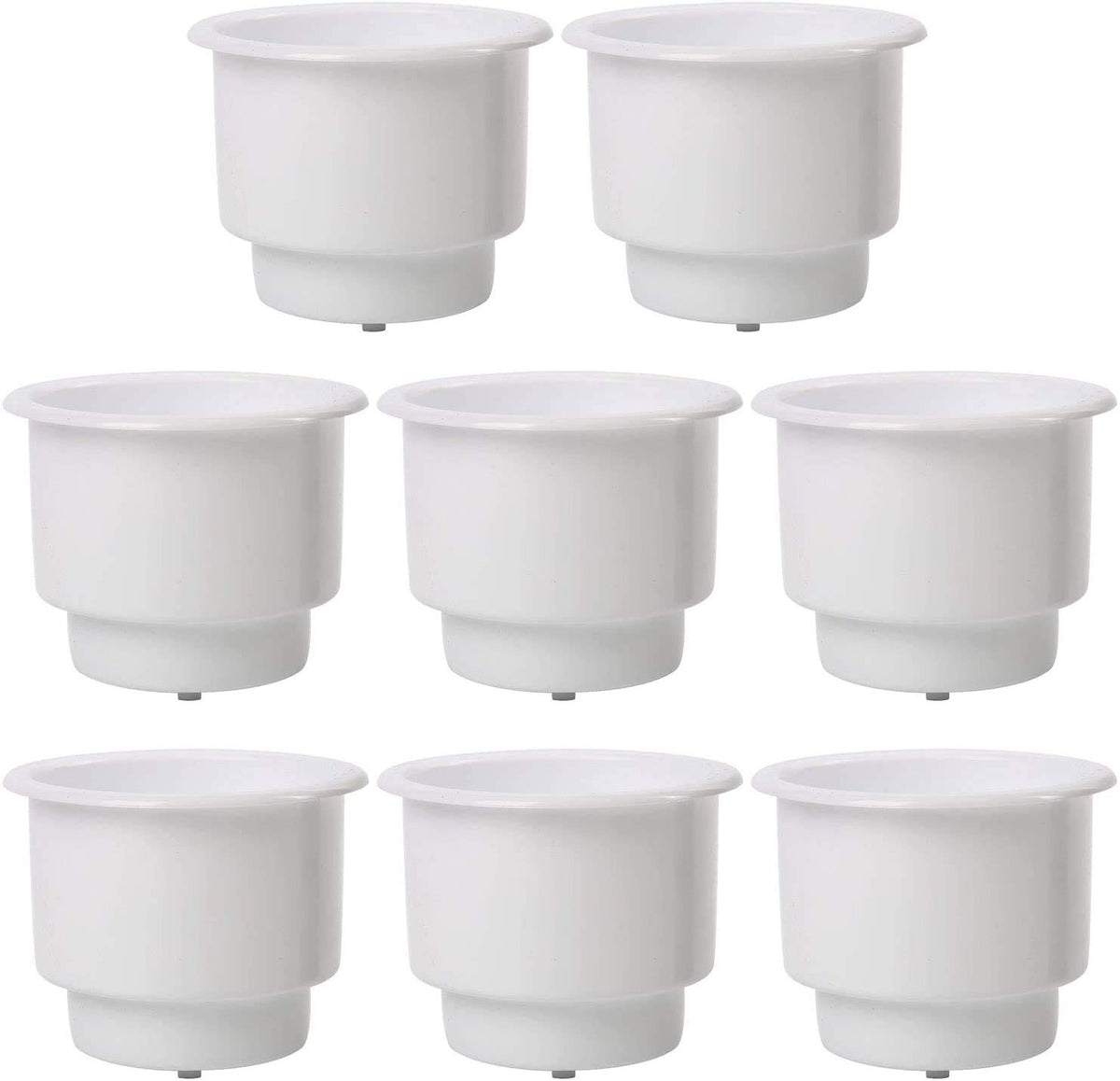 Amarine Made recessed drop-in cup holder on a boat in white, preventing spills.