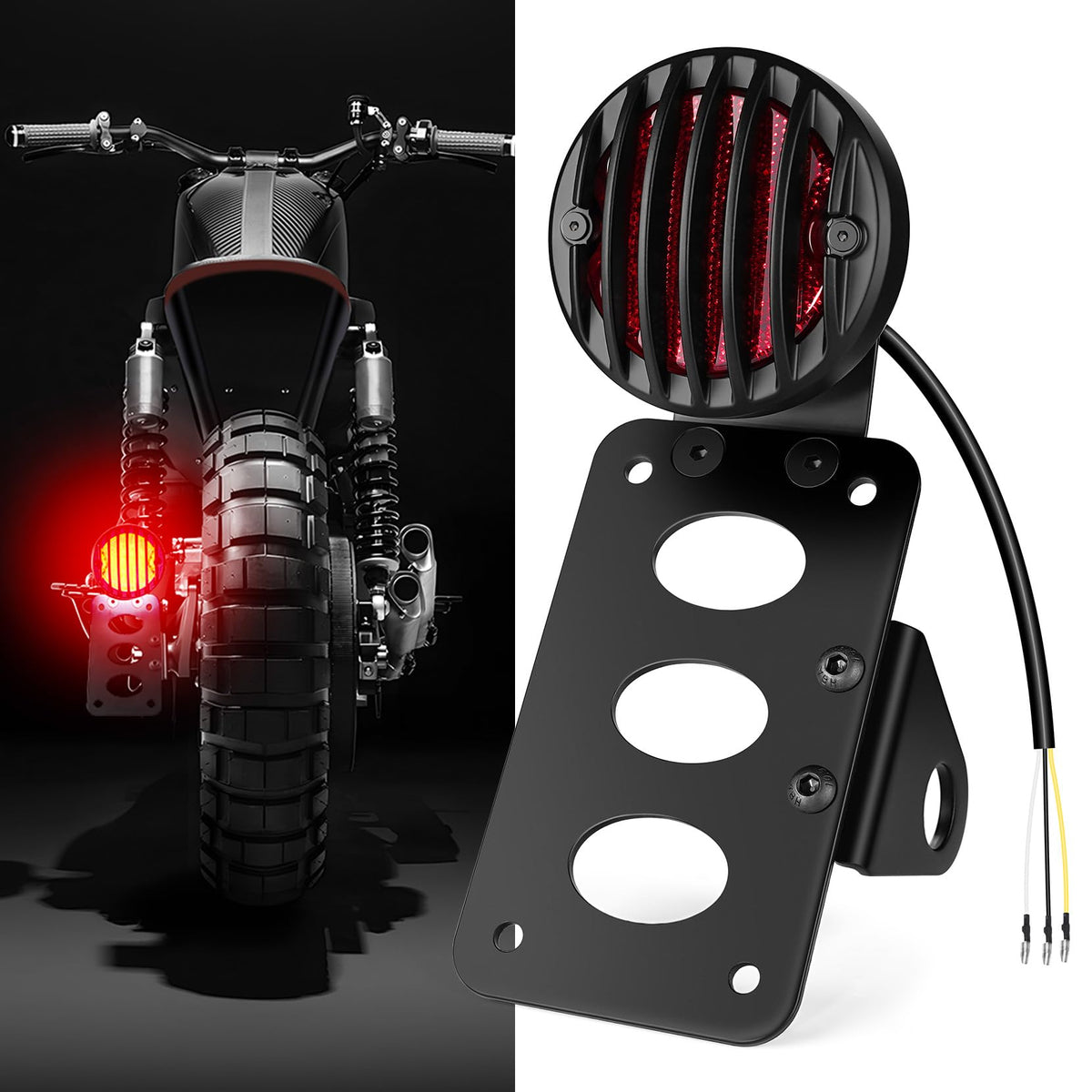 Amazicha 1inch axle-mount LED tail light with bracket improves rear visibility.