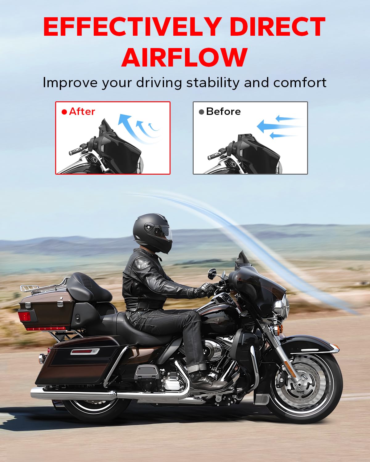 Amazicha windshield edge-polish finish adds style while maintaining daytime visibility