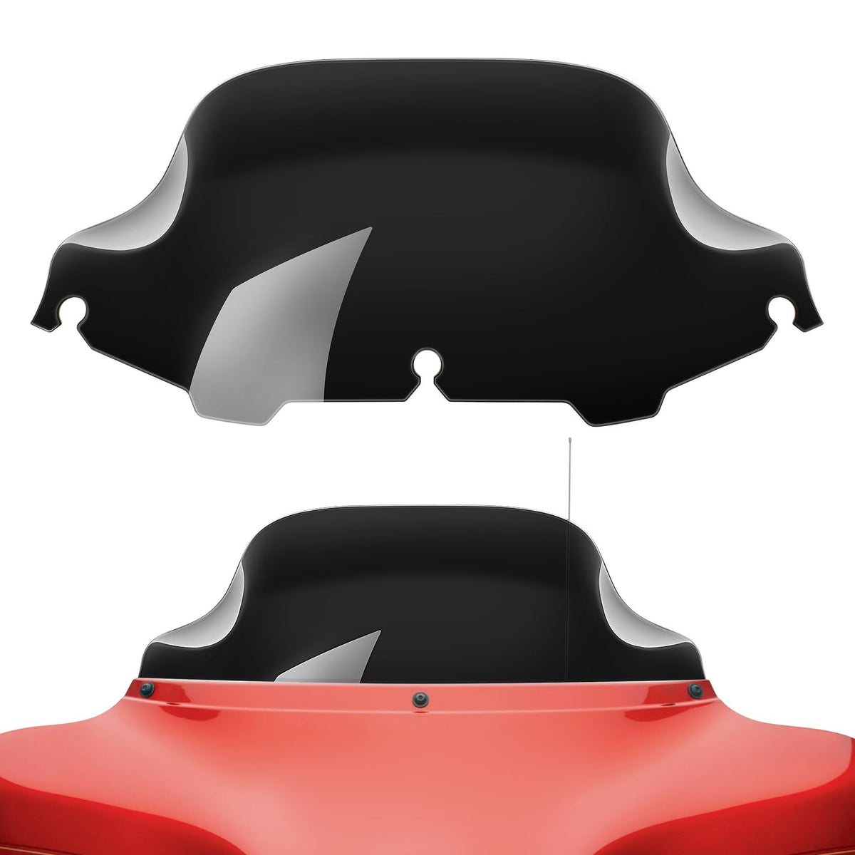 Amazicha 8-inch wave windshield front view on Harley for wind control and style