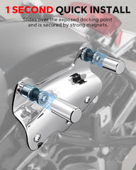 Amazicha chrome docking cover with built-in magnet offers secure fit on rough roads.