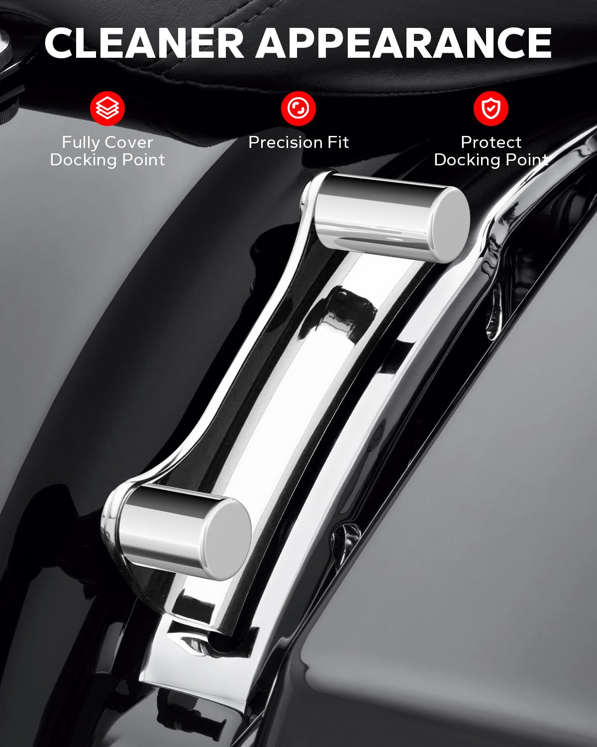 Amazicha chrome docking cover for the rear point keeps the back area tidy.