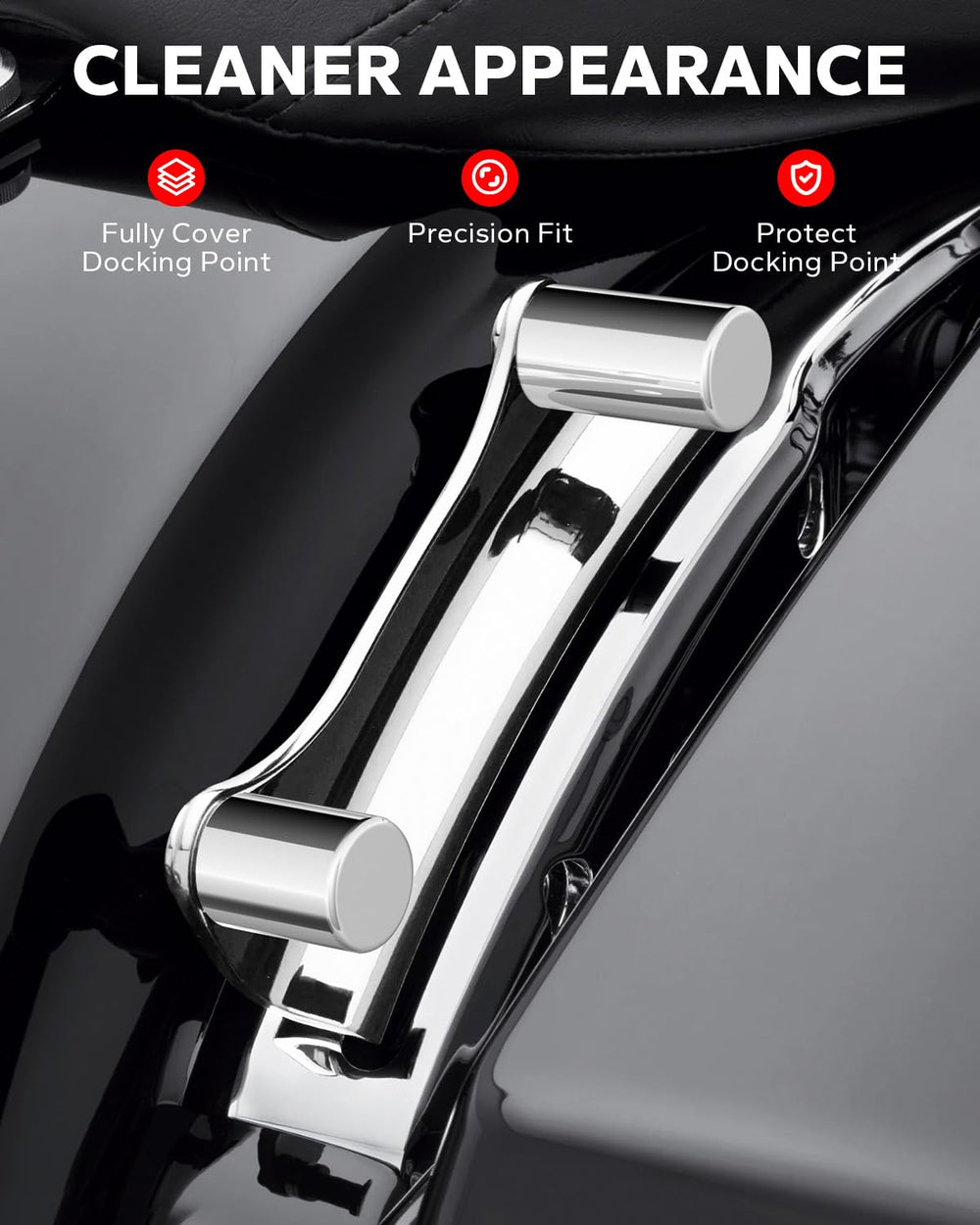 Amazicha chrome docking cover for the rear point keeps the back area tidy.