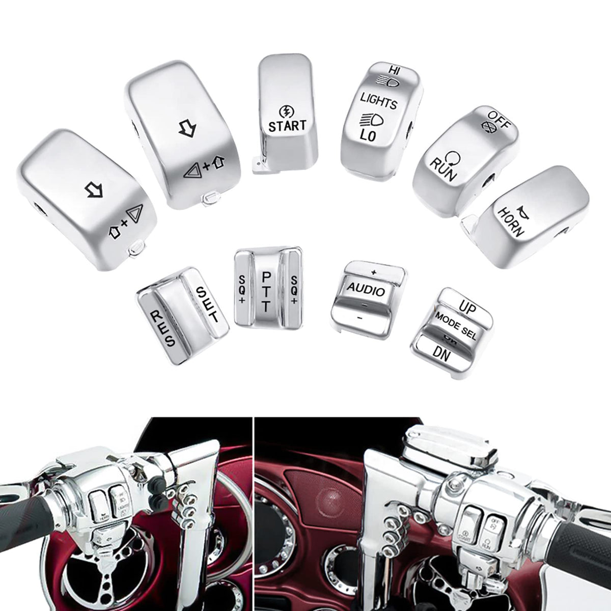 Amazicha chrome switch cap on Harley dash enhances style and readability