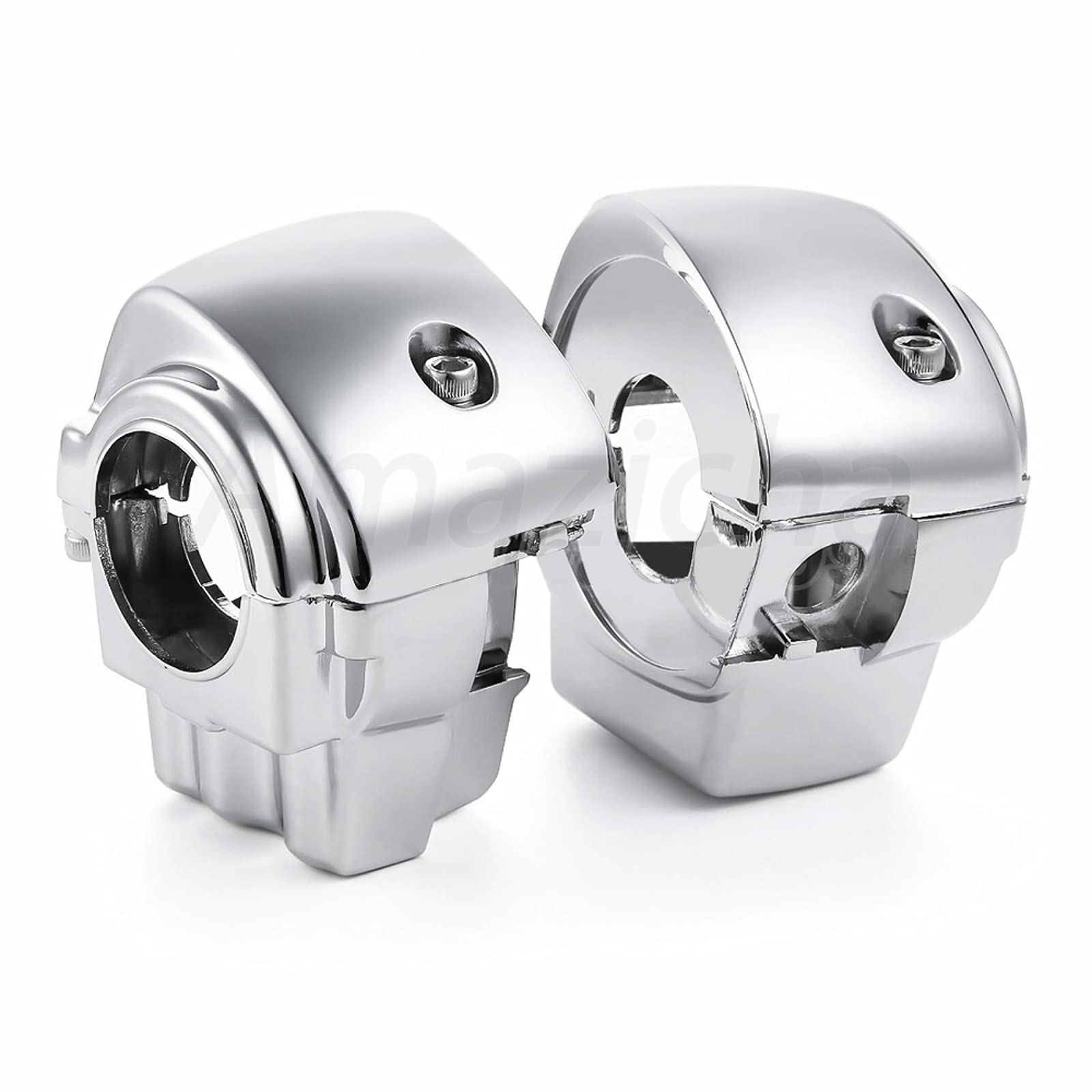 Amazicha chrome switch housing right cover for Harley, enhances symmetry.