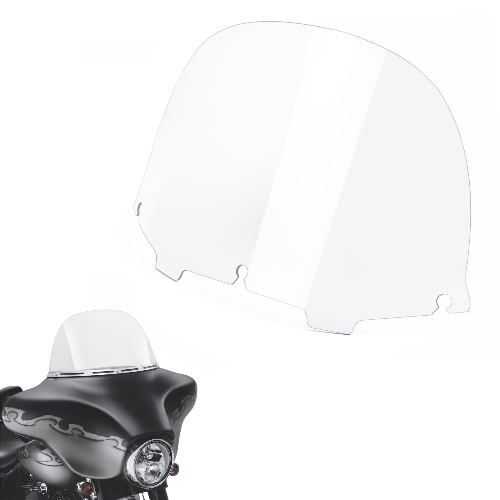 Amazicha Clear 13-inch round windshield for Harley Touring offers clear visibility.