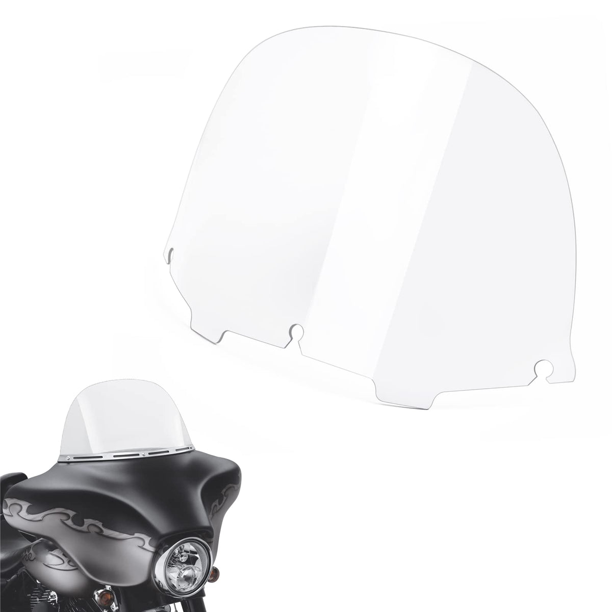 Amazicha Clear 13-inch round windshield for Harley Touring offers clear visibility.